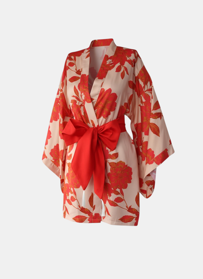 Kırmızı Çiçek Desenli Kadın Kimono | 888Balance görsel 5