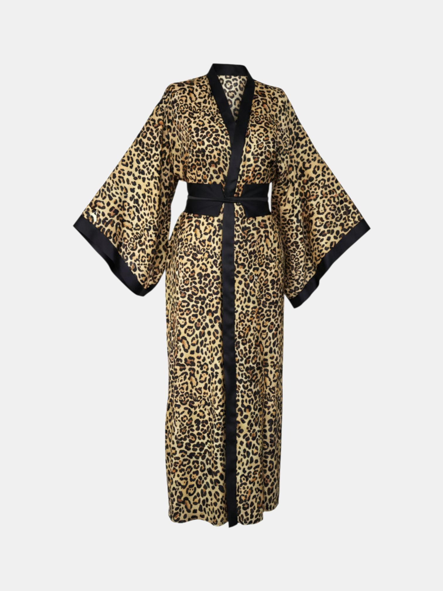 Leopar Desenli Siyah Biyeli Kadın Kimono | 888Balance görsel 4