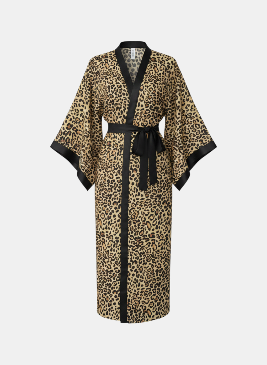 Leopar Desenli Siyah Biyeli Kadın Kimono | 888Balance görsel 8