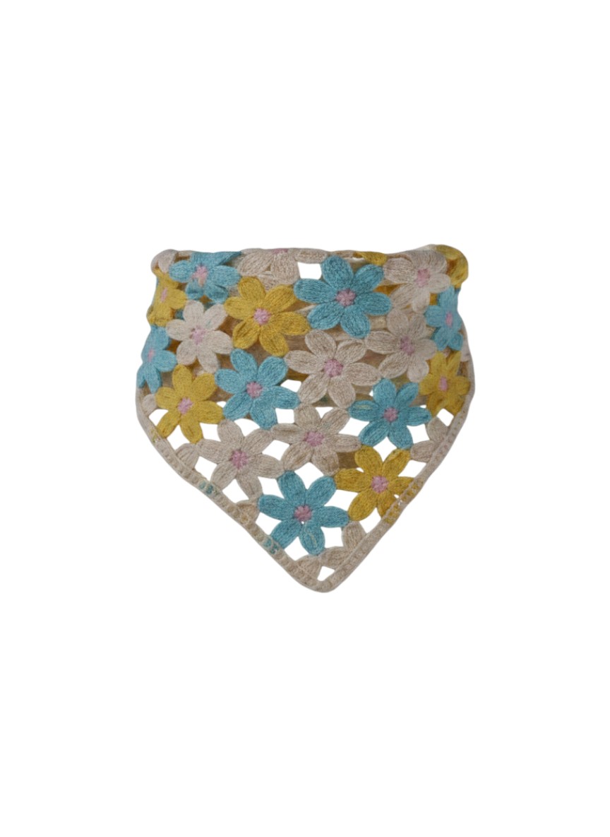 Mavi-Sarı Çiçek Motifli Crochet Bandana | 888Balance görsel 2