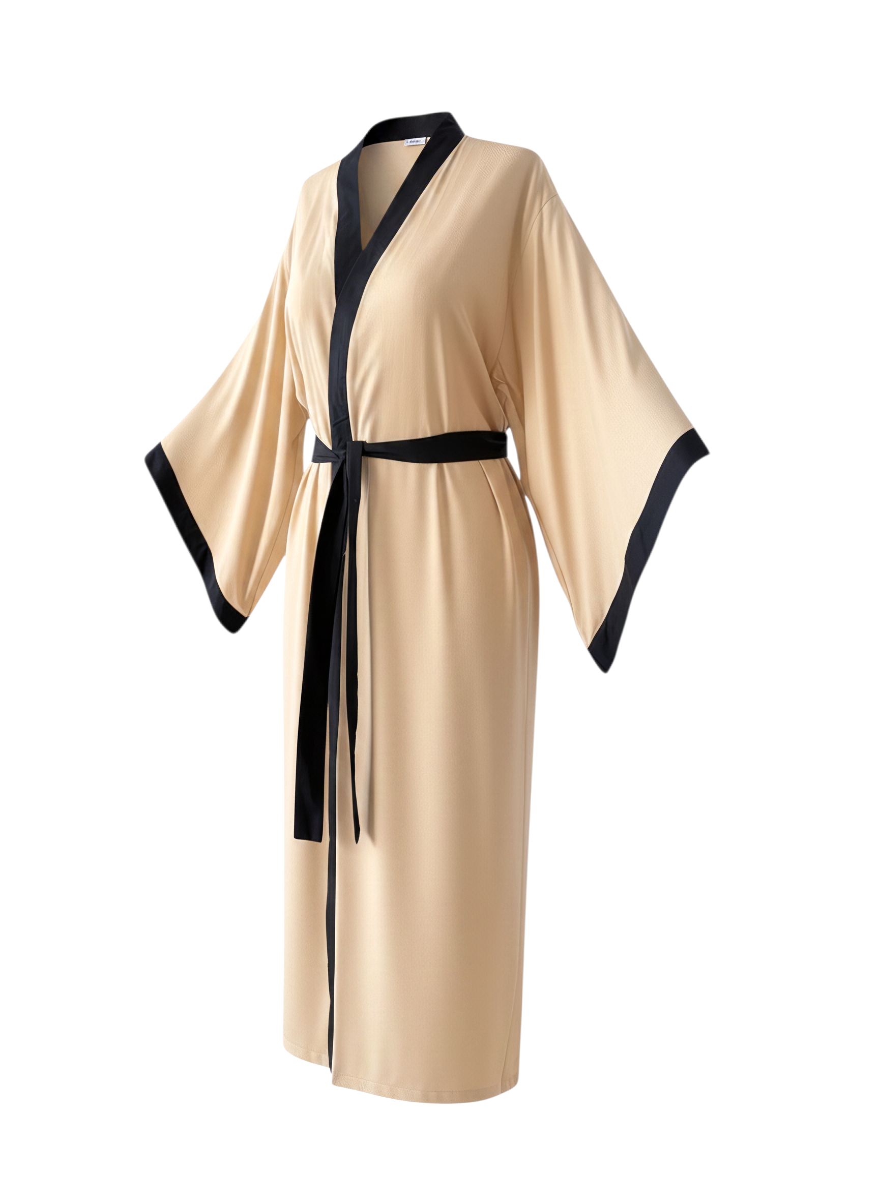 Krem Siyah Biyeli Pamuk-Keten Kimono | 888Balance görsel 5