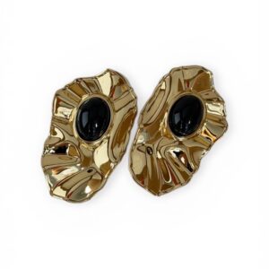 kıvrımlı altın küpe siyah oniks görünümlü taşlı | 888 balance