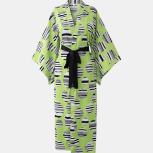 lime yeşili modern desen viskon uzun kimono | 888 balance