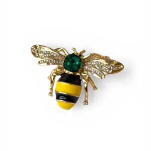 altın kaplama zümrüt taşlı ve mineli arı figürlü broş | 888 balance