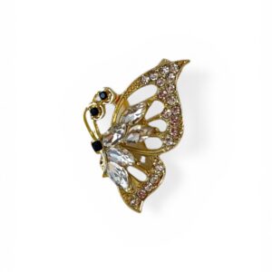 Kristal ve Pembe Taşlı Kelebek Broşu | 888 Balance