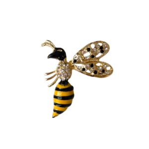 sarı mineli kristal taşlı arı broşu | 888 balance