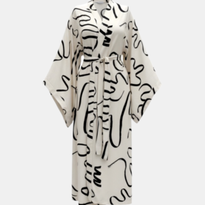 siyah desenli ekru viskon uzun kimono | 888 balance