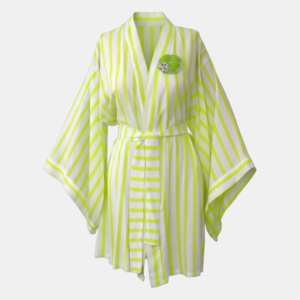 lime yeşili Çizgili viskon pamuk kimono | 888 balance