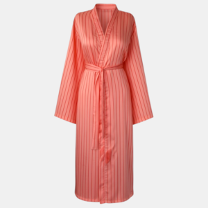 somon kırmızı Çizgili uzun kadın kimono | 888balance