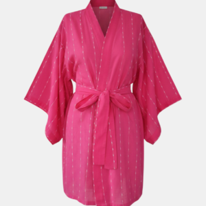 fuşya Çizgili keten kadın kimono | 888balance