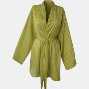 zeytin yeşili Çizgili keten kadın kimono | 888balance