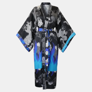 ejderha desenli mavi alev detaylı kadın kimono | 888balance